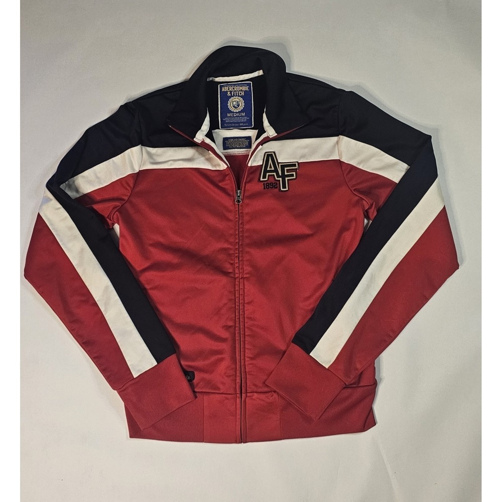 VTG, Y2K Abercrombie & Fitch Unisex XL Red White Blue Track Jacket Full Zip